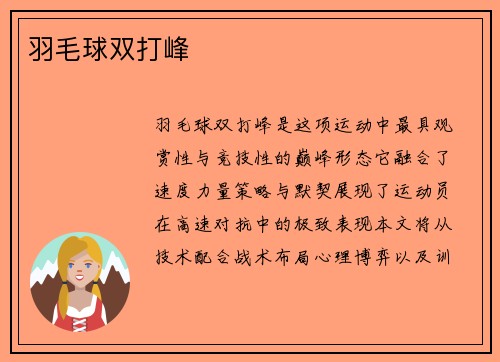 羽毛球双打峰